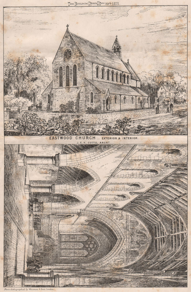 Eastwood Church - exterior & interior; J.E.K. Cutts, Architect. Yorkshire 1871